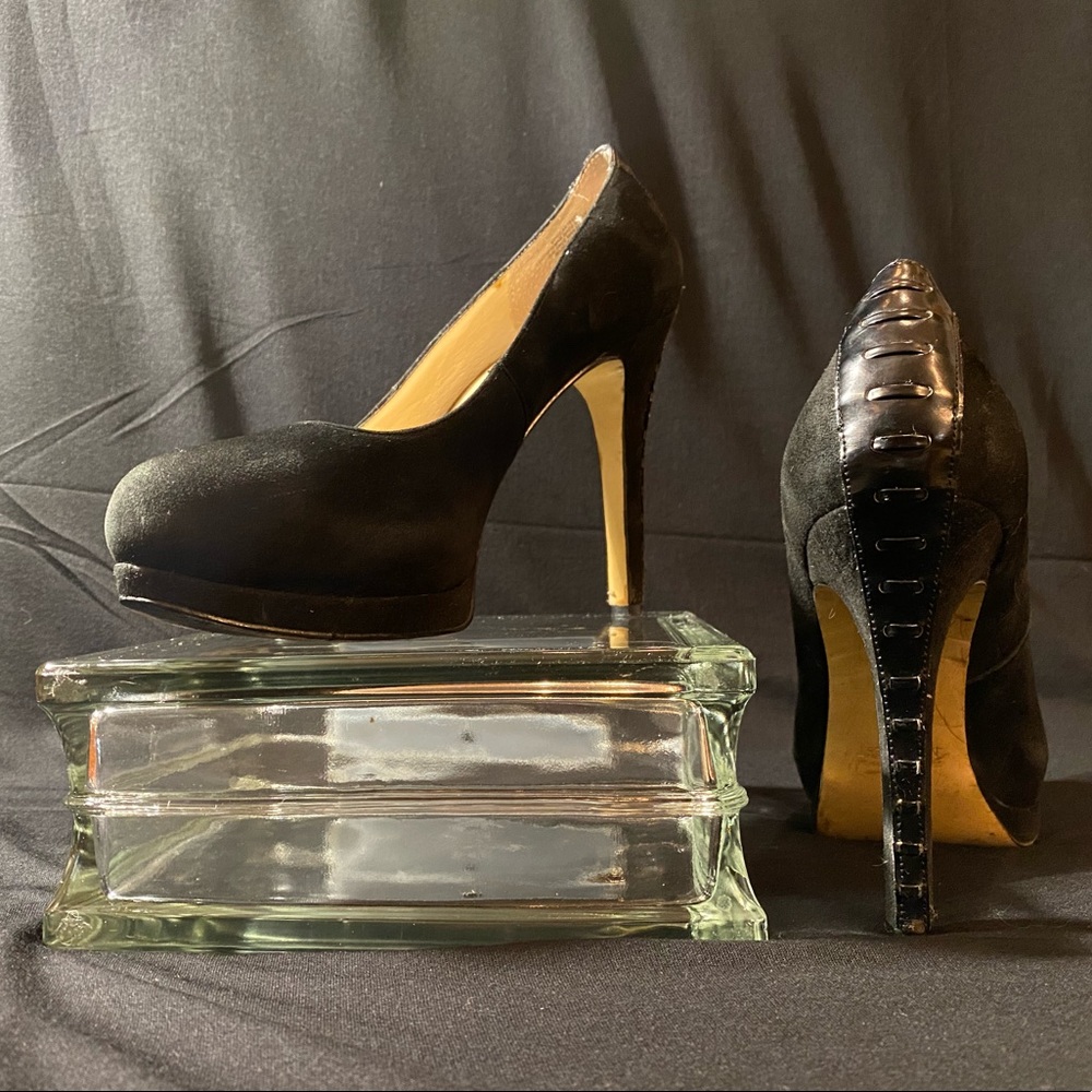 Nine West black suede and leather heels